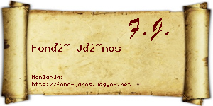 Fonó János névjegykártya