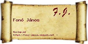 Fonó János névjegykártya